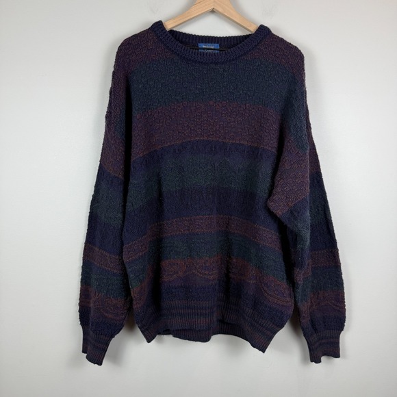 Cambridge Classics Other - Cambridge Classics Mervyns Sweater Men XL Multi Striped Wool Italy Grandpa Relax